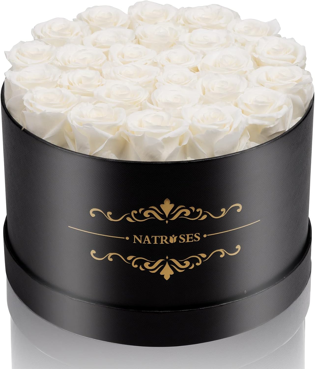 NATROSES 27 Piece Forever Preserved Roses in a Box, Preserved Flowers for Delivery Birthday, Flowers Roses Gifts for Her (White)