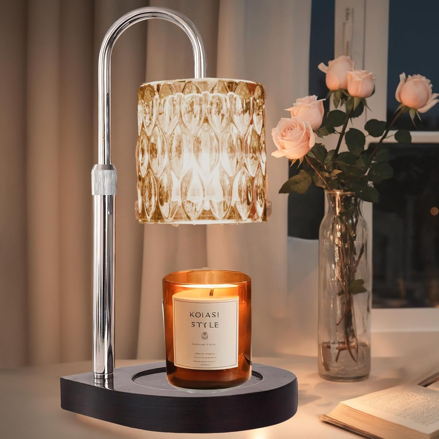 GEEZO Fragrance Candle Warmer Lamp,Electric Candle Warmer with Timer & Dimmer,Mom Christmas Birthday Gifts for Women, House Warming Gifts New Home Bedroom Decor