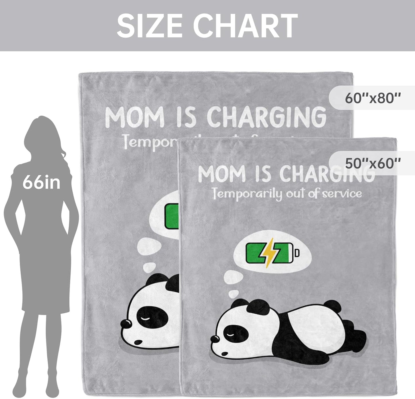 Craftique Gifts for Mom Birthday Christmas- Funny Soft Mom is Charging Blanket- New Moms Gifts for Women, Practical Blanket Throw for Napping Travel, 80”×60”