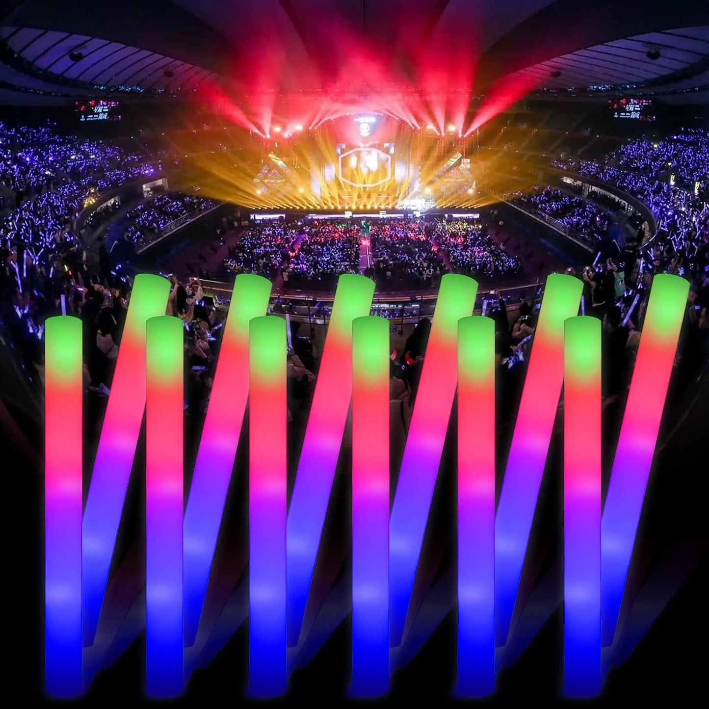 49pcs Foam Glow Sticks,Wedding Party Glow Sticks,,Party Favors Supplies Flashing Glow Sticks Party Supplies Light Up Baton Wands, Raves, Birthday,Christmas,Bulk Led Foam Sticks