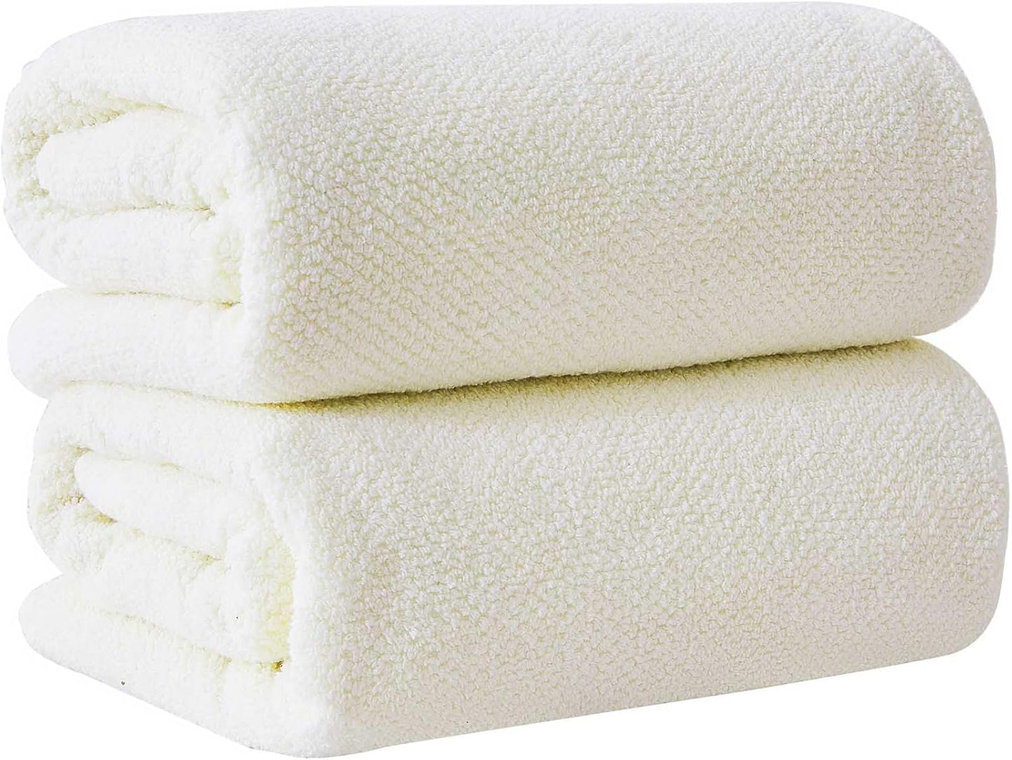 Great Bay Home Ivory Bath Sheet - 100% Cotton Oversized 2 Pack 68x35 Towel Set - Absorbent, Quick-Drying, Durable Bath Sheet for Bathroom Decor - Low-Twist, Two-Ply Fibers