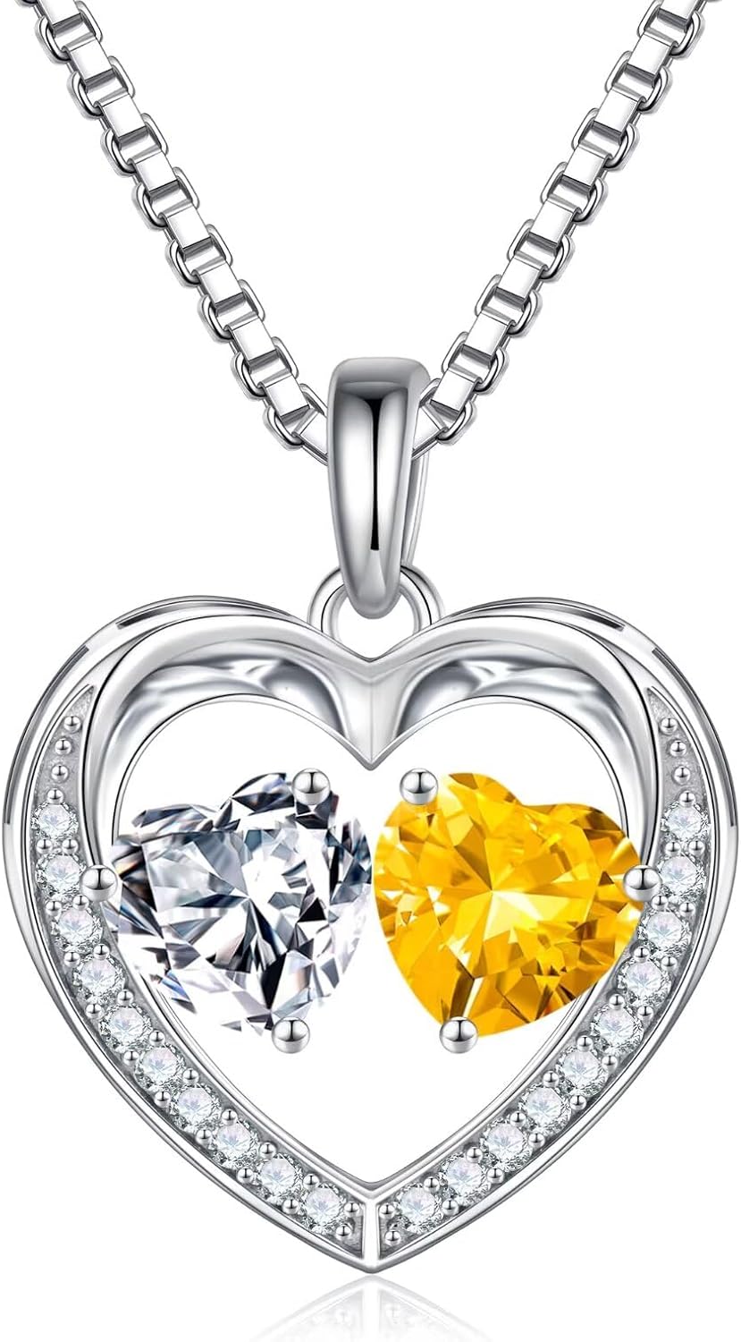 Iefil Birthstone Jewelry for Women - 925 Sterling Silver Birthstone Necklace, Anniversary Birthday Gifts for Women, Jewelry Gifts for Her Wife Mom Daughter