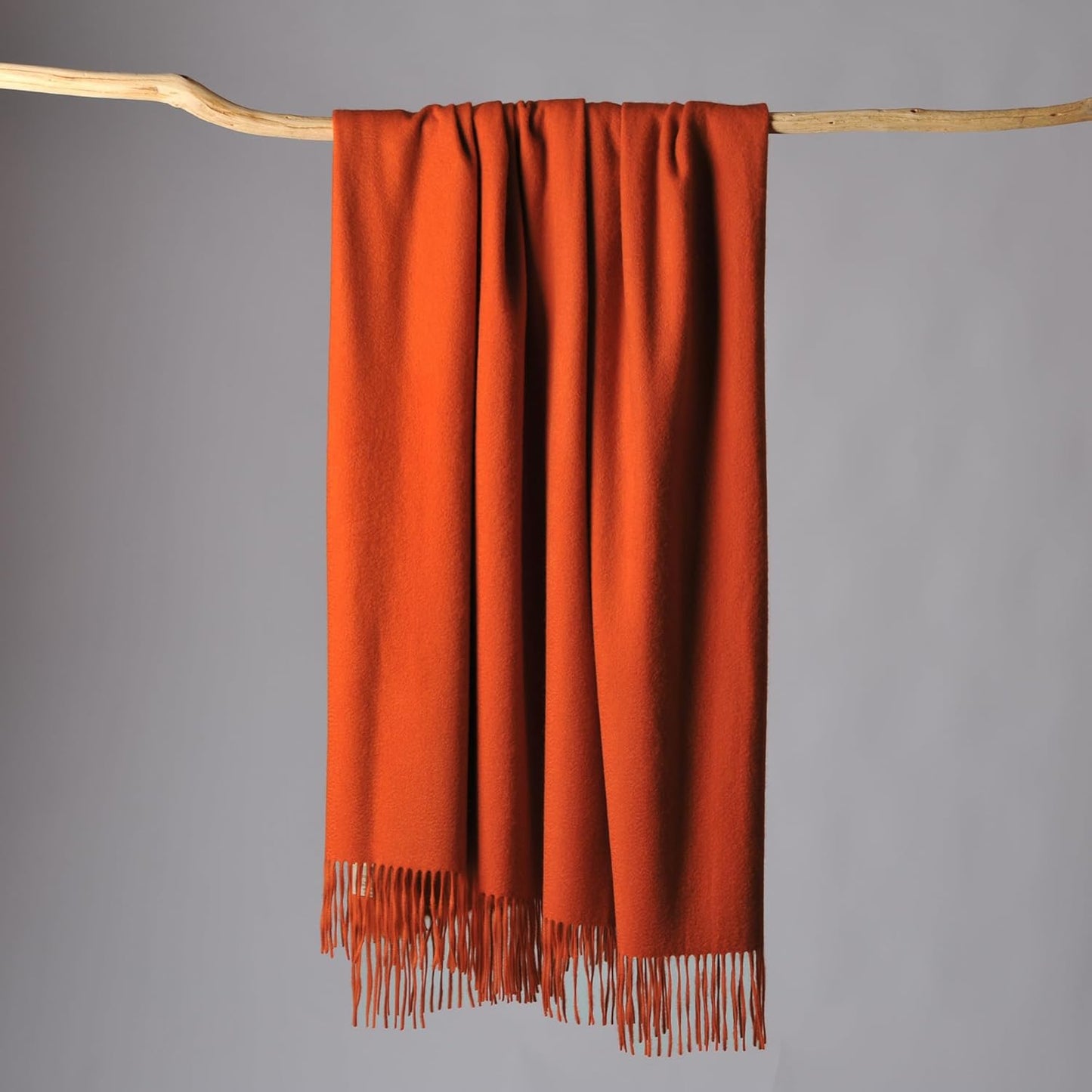 CUDDLE DREAMS Premium Cashmere Throw Blanket with Fringe, Luxuriously Soft (Persimmon)