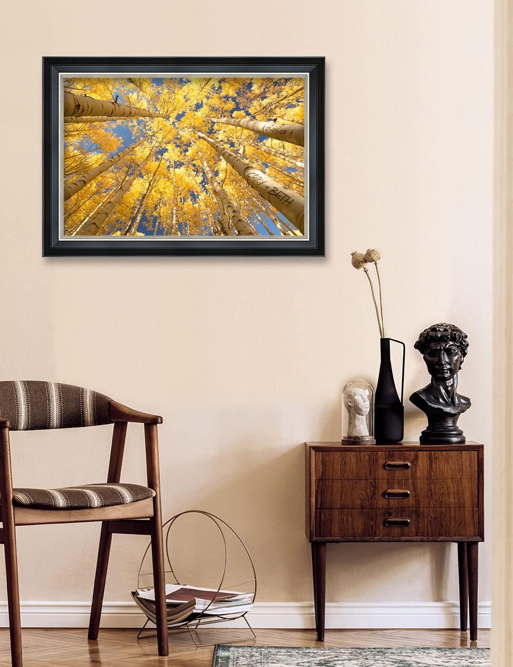 IPIC - Fall in Love, Personalized Framed Wall Art with Names and Date on, Giclee Prints with Solid Wood, Custom Gifts for Wedding Anniversary. Total Framed Size: 27.25" W x 19.25" H