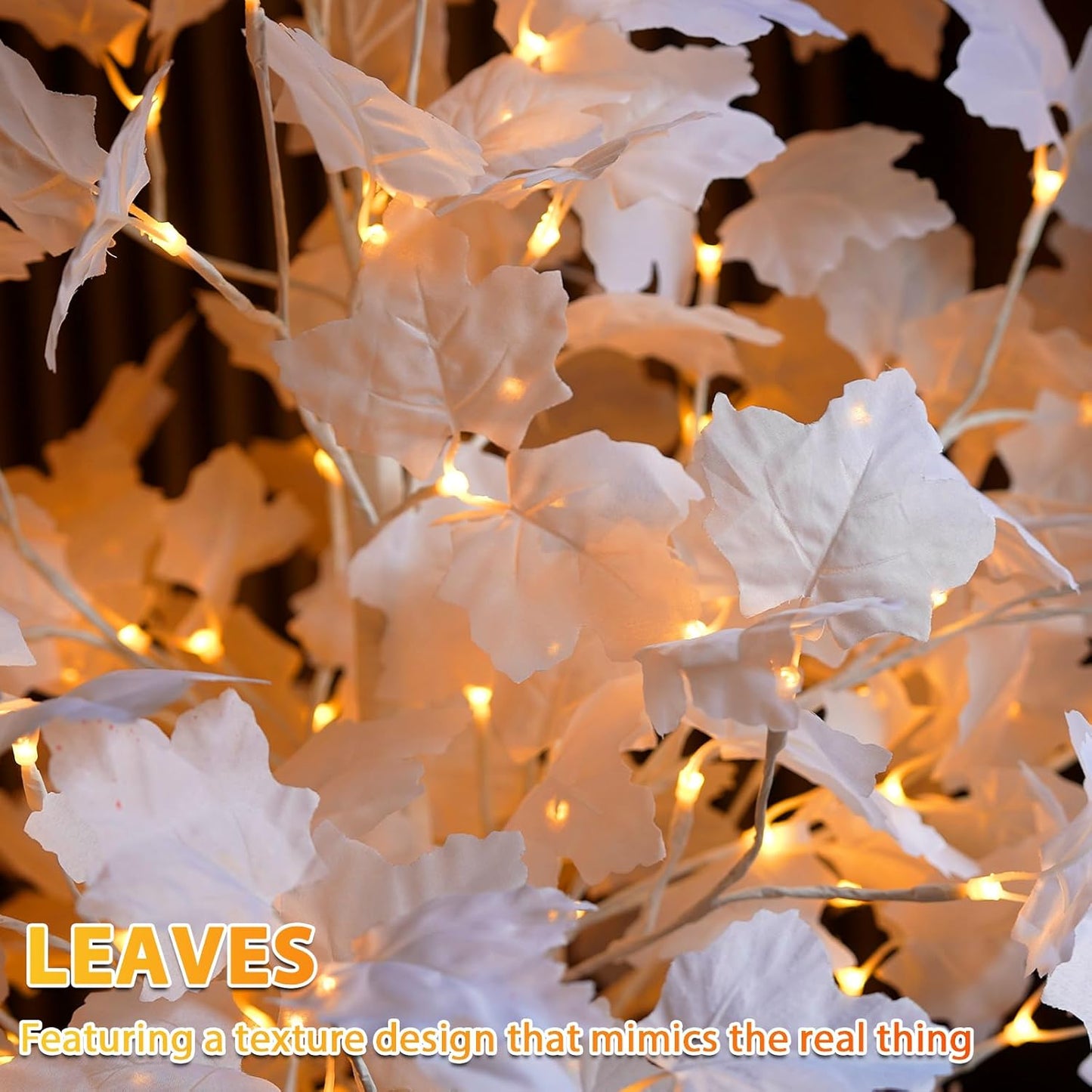 6FT 120LED Artificial Lighted White Maple Tree, Fall Tree with Dual-Tone Lights (Cold & Warm White) Halloween, Thanksgiving, Autumn Harvest Outdoor Indoor Home Decor