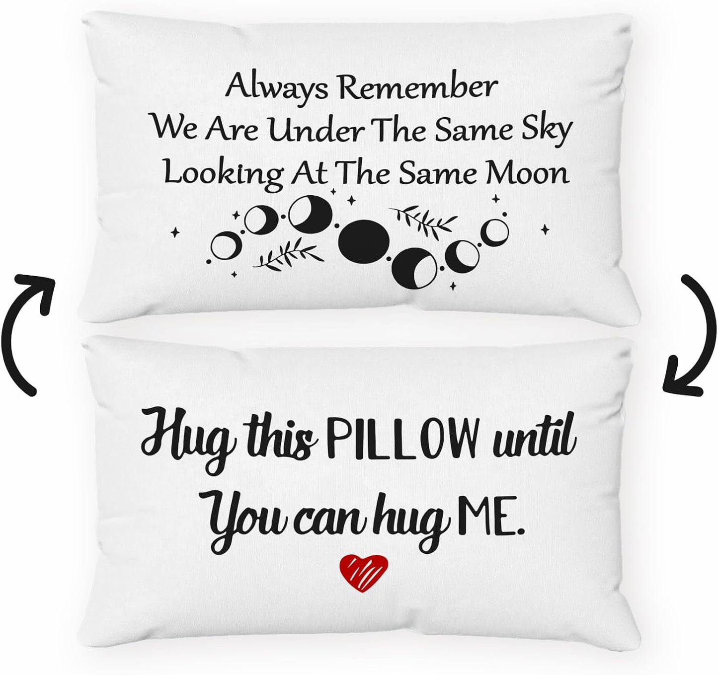 Long Distance Relationship Gifts Always Remember We are Under The Same Sky Reversible Decor Throw Pillow Case Decor for Home Bedroom,12''x20''Pillow case, Great Gift for Boyfriend, Girl (beige)