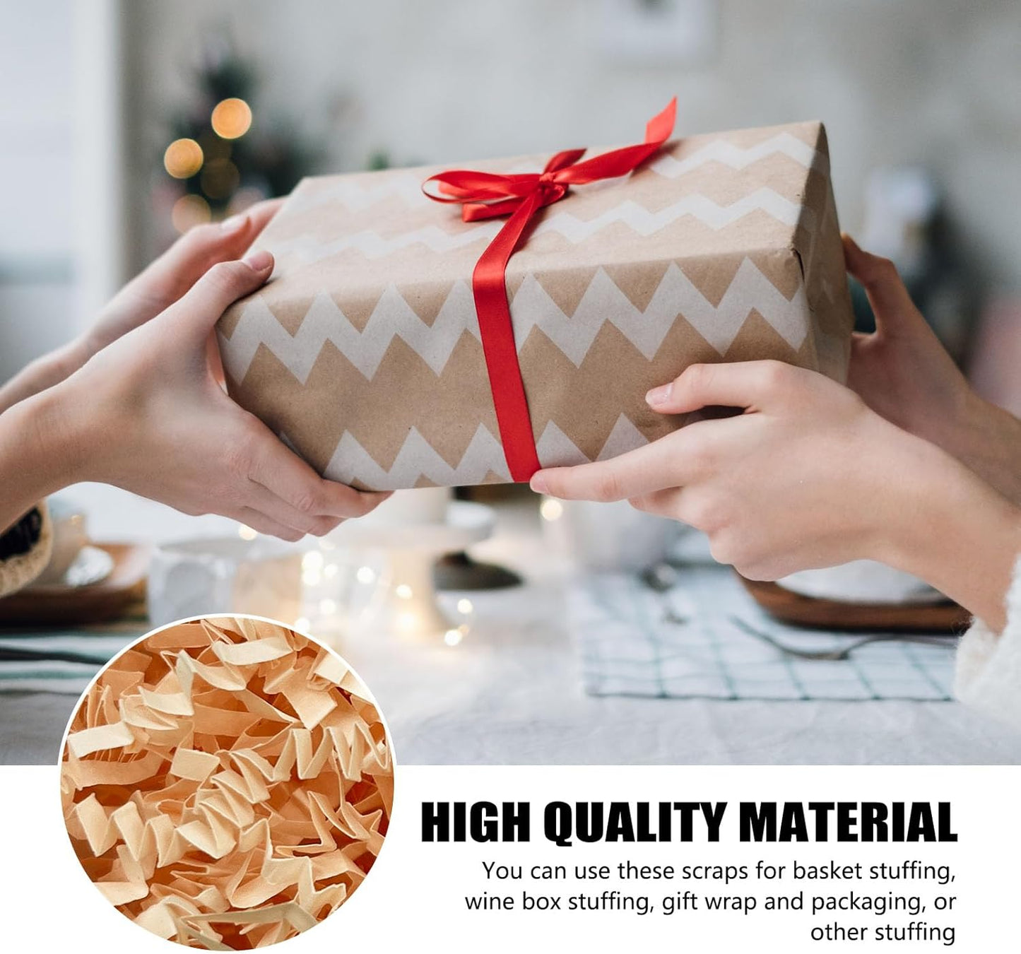 ZEBMOON 2 LB Champagne Crinkle Cut Paper Shred Filler Great for Gift Wrapping, Basket Filling, Birthday, Wedding, Halloween, Thanksgiving, Christmas Day, New Year Party Decorations Filling Supplies