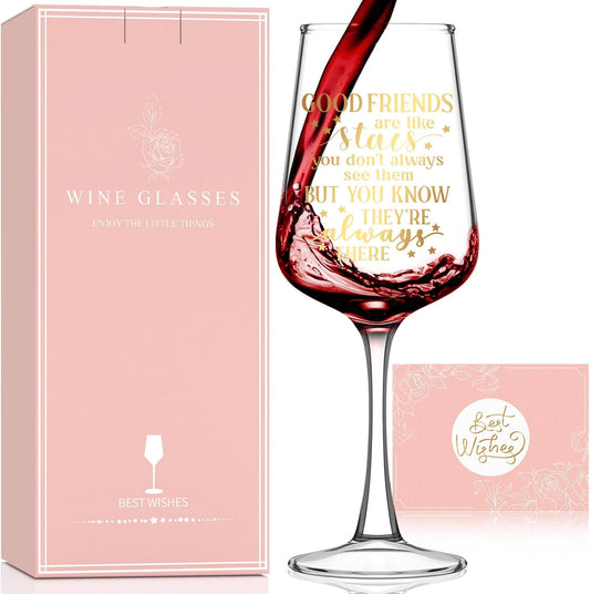 Friendship Gifts for Women Friends Bestie, Best Friend Birthday Gifts for Women Friendship, Personalized Best Friend Gift for Woman - 15.5 Oz Wine Glass