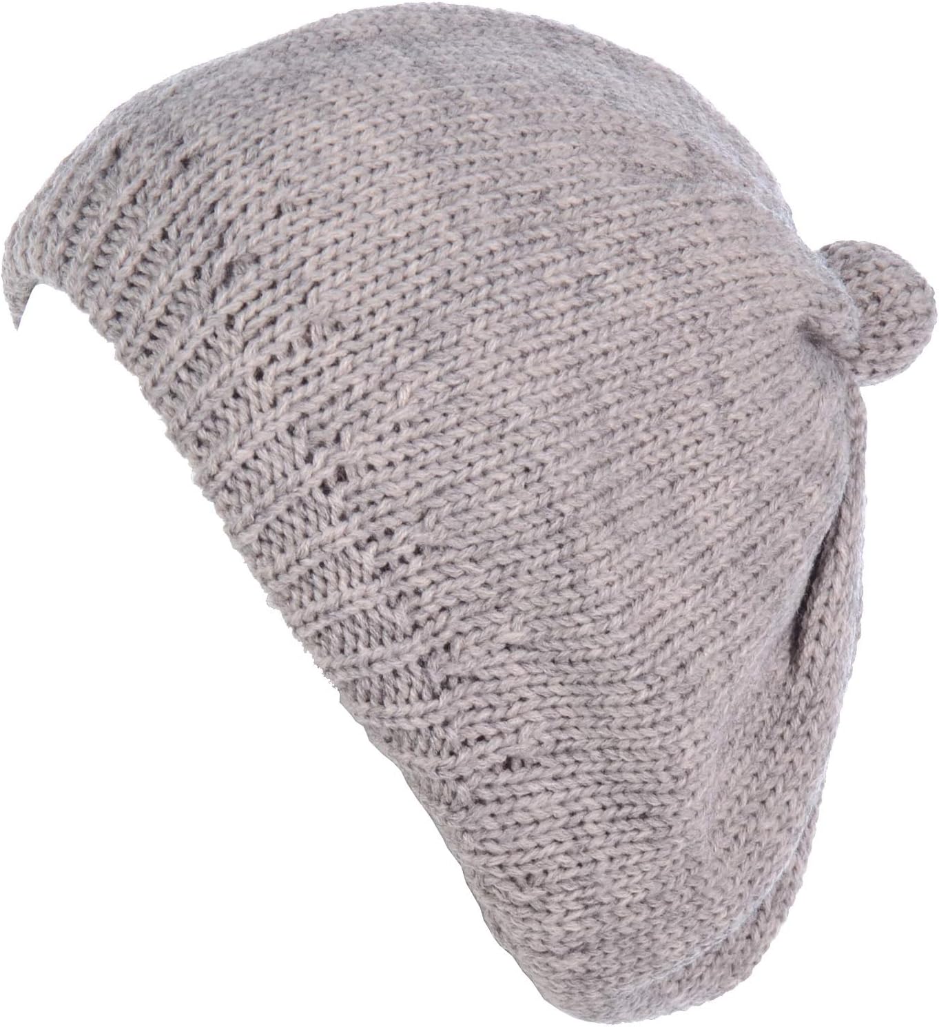 BYOS Womens Winter Cozy Cable Fleece Lined Knit Beret Beanie Hat (Set Available)