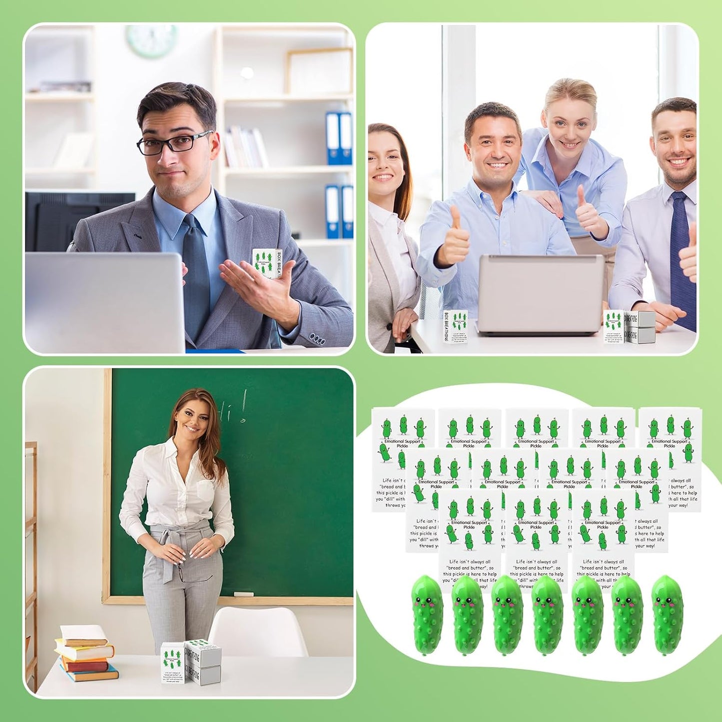 48 Sets Employee Appreciation Gifts Bulk Luminous Resin Animals Breathing Box Party Favor, Team Building Emotional Support Gifts Positive Thank You for Staff Coworkers(Pickle)