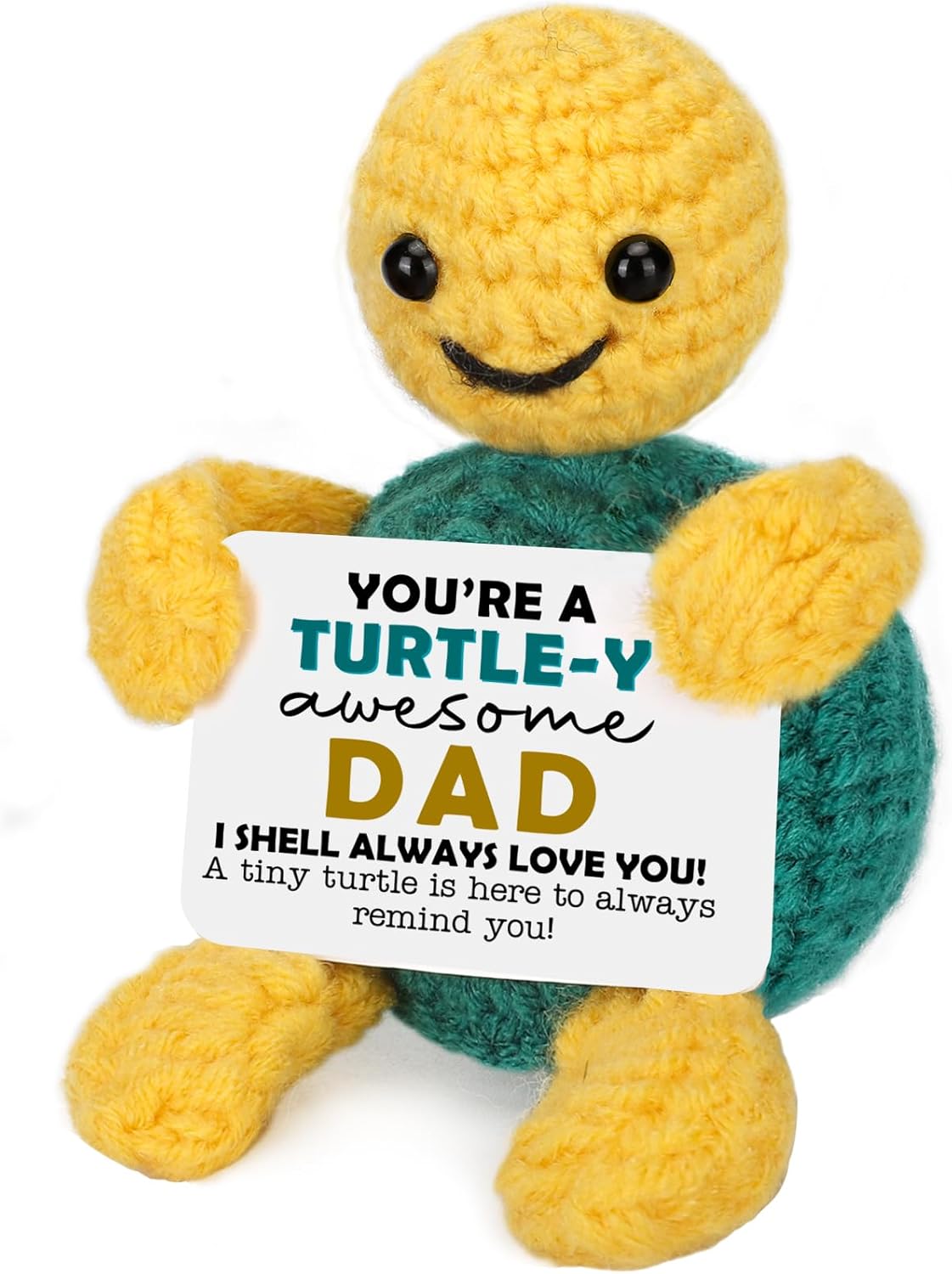 Funny Turtle Dad Gifts Fathers Day Birthday I Love You Gift for Father Daddy Stepdad Bonus New Dad Father in Law Present from Daughter Son Cute Small Handmade Emotional Positive Crochet Animals Turtle
