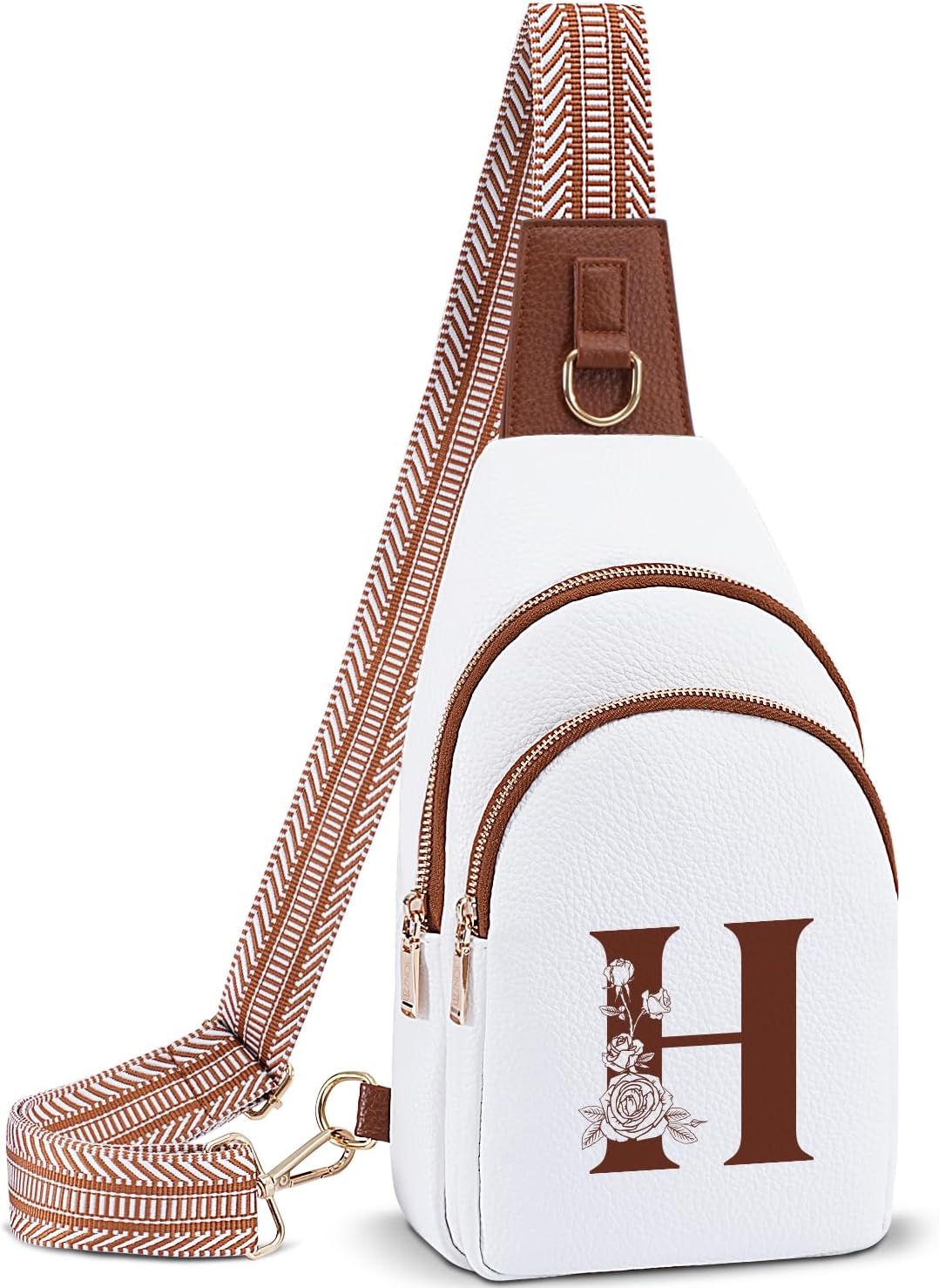 Crossbody Bag for Women Leather Sling Bags with Initial Letter Fanny Pack Chest Bag for Travel, Gift for Mom Wife