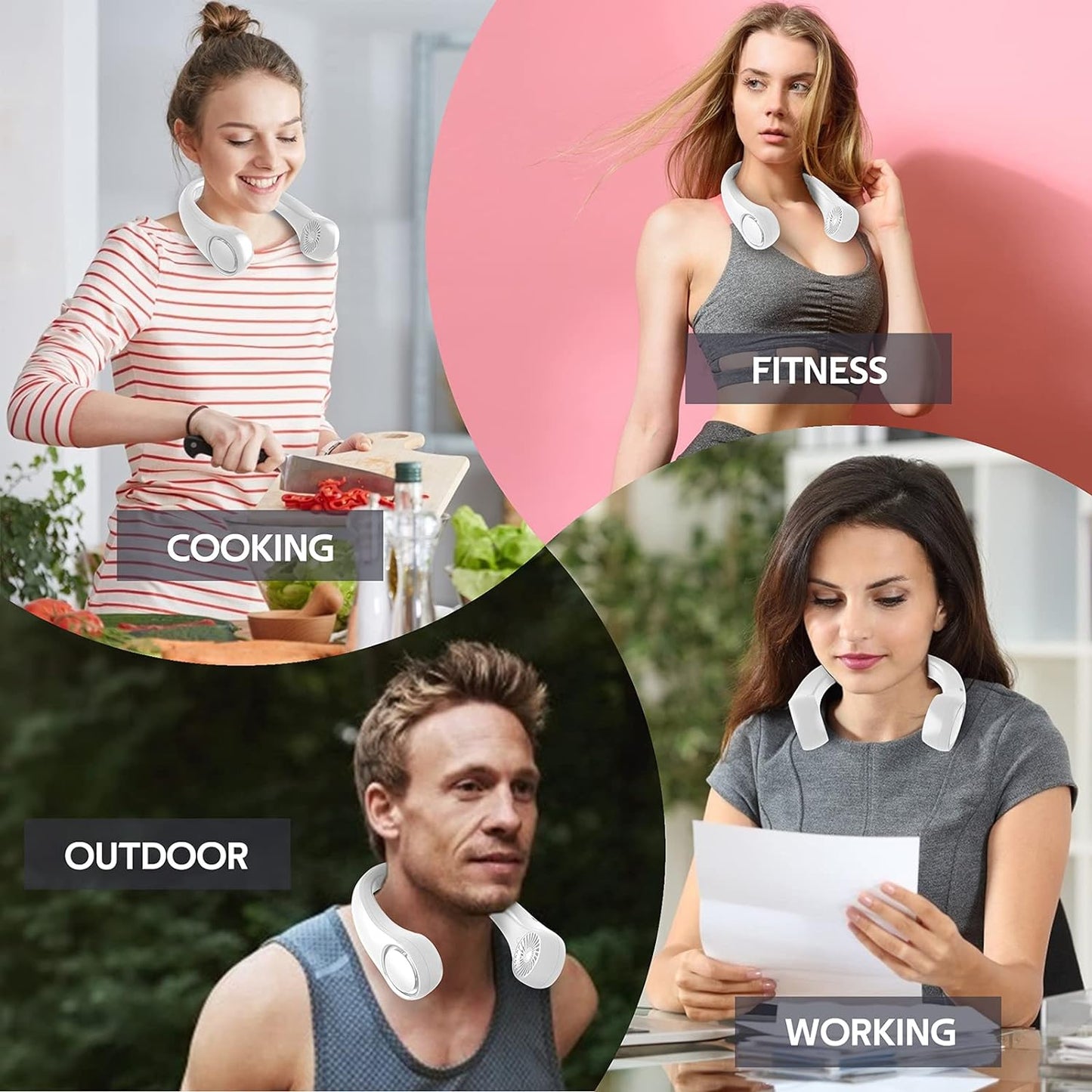 Portable Neck Fan, Hands Free Bladeless Fan, 360° Cooling Personal Fan,Wearable Quiet Fan for Outdoor Indoor, Birthday Gifts for Men Women Mom Dad, 4000mAh Battery USB Rechargeable(Blue Camouflage)