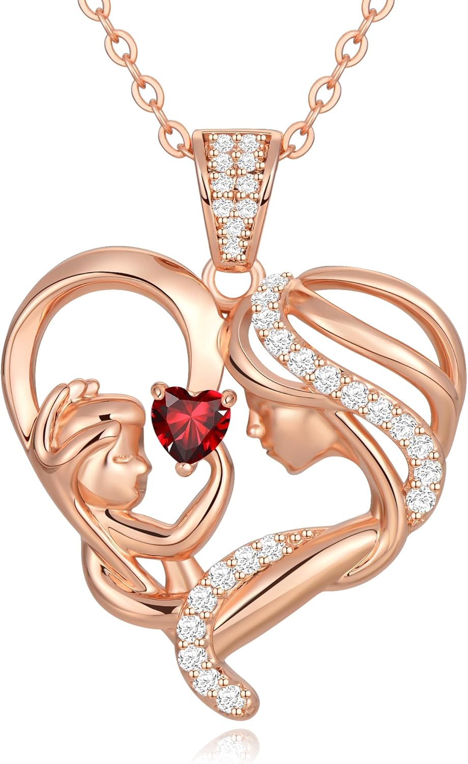 Mothers Day Gifts for Mom Wife Her Grandma, S925 Sterling Silver Birthstone Necklaces Jewelry for Women, Mother's Day Love Heart Pendant Necklace for Anniversary Birthday Christmas Day