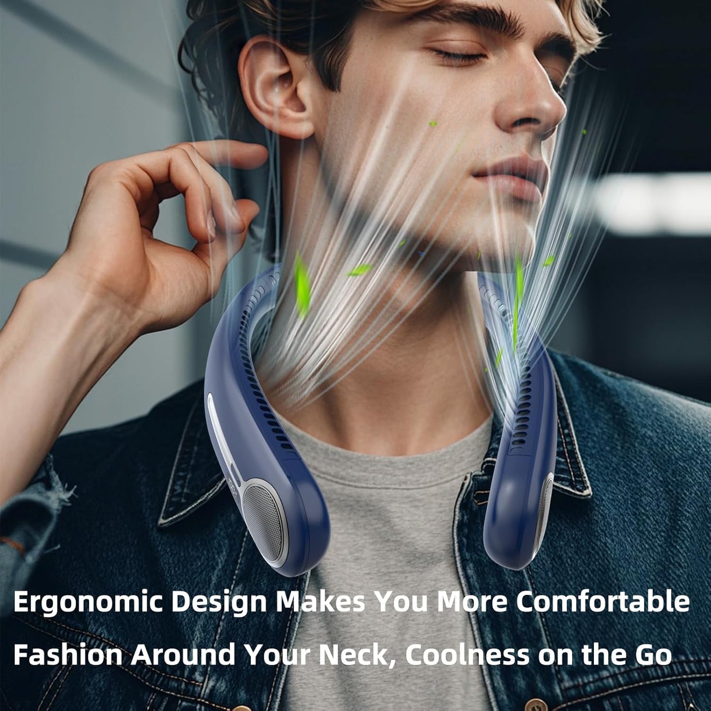 Portable Neck Fan,Gift Ideas,Personal Wearable Bladeless Fan,360° Cooling,LED Display,4-Speeds,6000mAh Rechargeable,Powerful Wind,Outdoor Travel Camping,Birthday Gifts for Men Women Dad Mom (Blue)