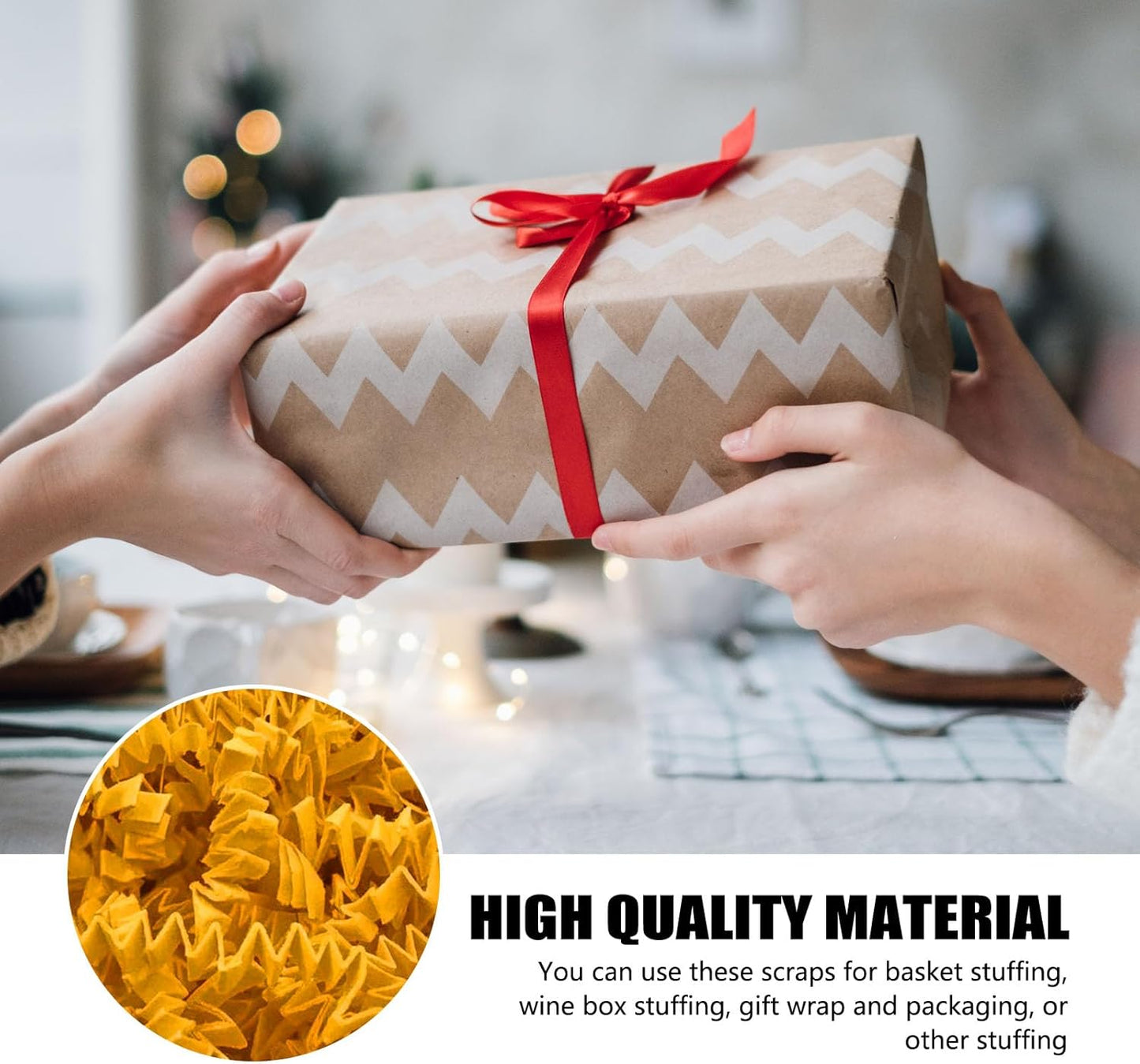 2 LB Golden Yellow Crinkle Cut Paper Shred Filler Great for Gift Wrapping, Basket Filling, Birthday, Wedding, Halloween, Thanksgiving, Christmas Day, New Year Party Decorations Filling Supplies