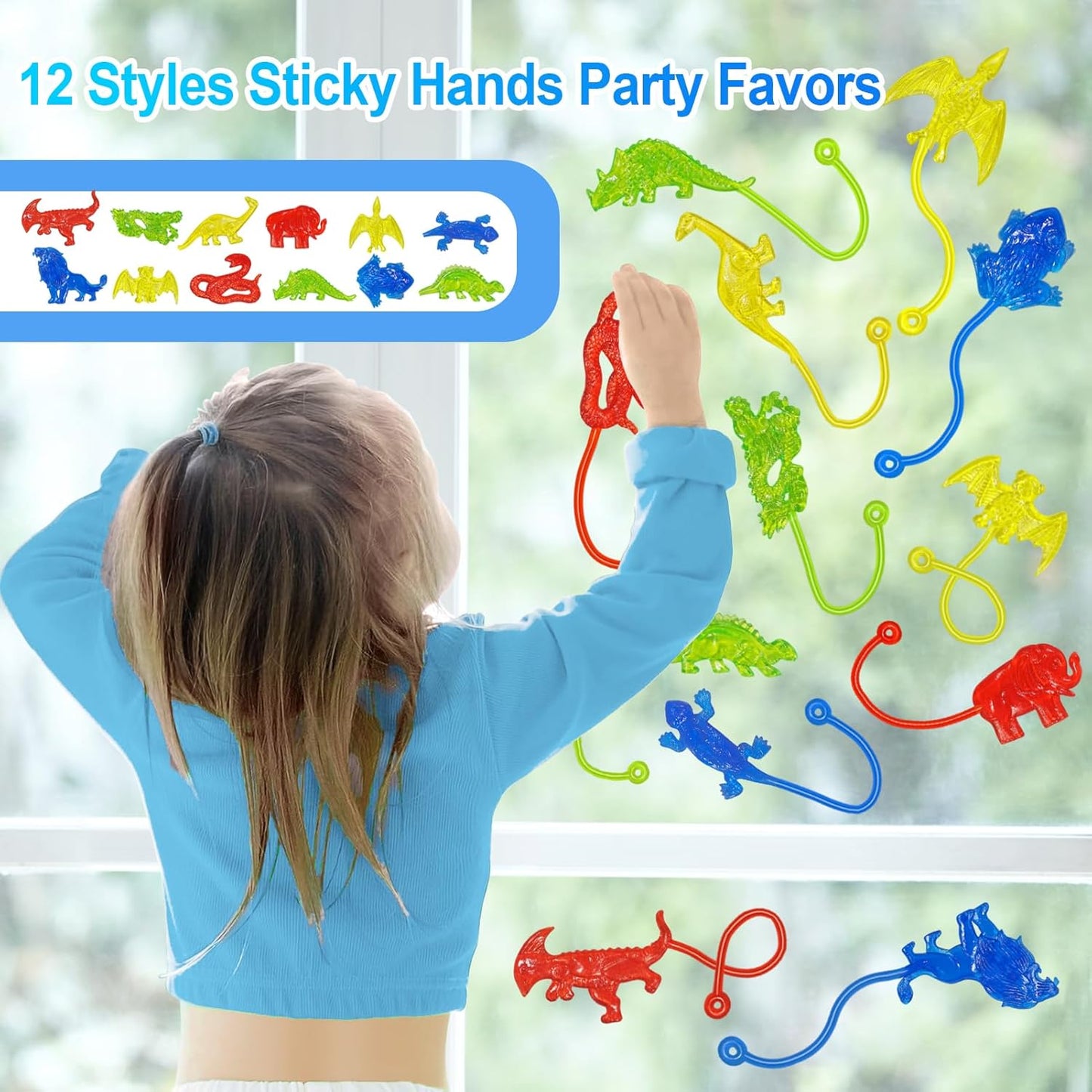 Sticky Hands Bulk 36PCS Animal Dinosaur Party Favors for Kids Stretchy Sticky Hand Fidget Toys Goodie Bag Stuffers Treasure Box Toys for Classroom Prizes Birthday Party Supplies Easter Egg Fillers