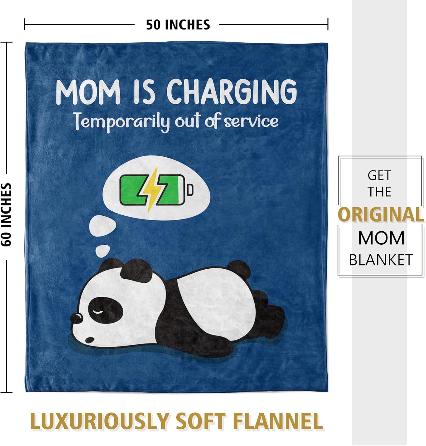 Craftique Gifts for Mom Birthday Christmas- Funny Soft Mom is Charging Blanket- New Moms Gifts for Women, Practical Blanket Throw for Napping Travel, 60”×50”