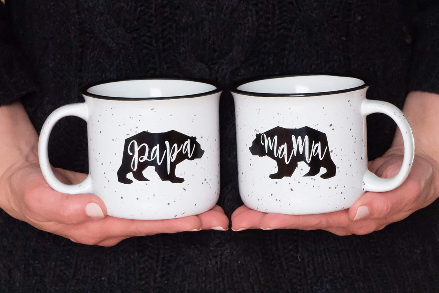Farmhouse Mama Bear & Papa Bear Funny Campfire Couples Coffee Mug Set | 14oz Ceramic Mugs | Mama Bear Mug, Papa Bear Mug | Perfect for Parents