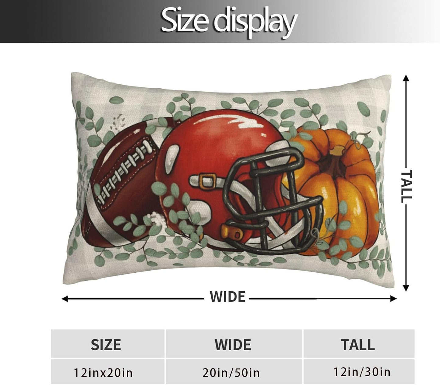Fall Pillow Covers 12x20 Inch Pack of Plaid Orange Pumpkin Football Leaf Throw Pillow Covers Outdoor Decor Halloween Decoration Farmhouse Linen Decorative Lumbar Cushion Cover for Couch Sofa