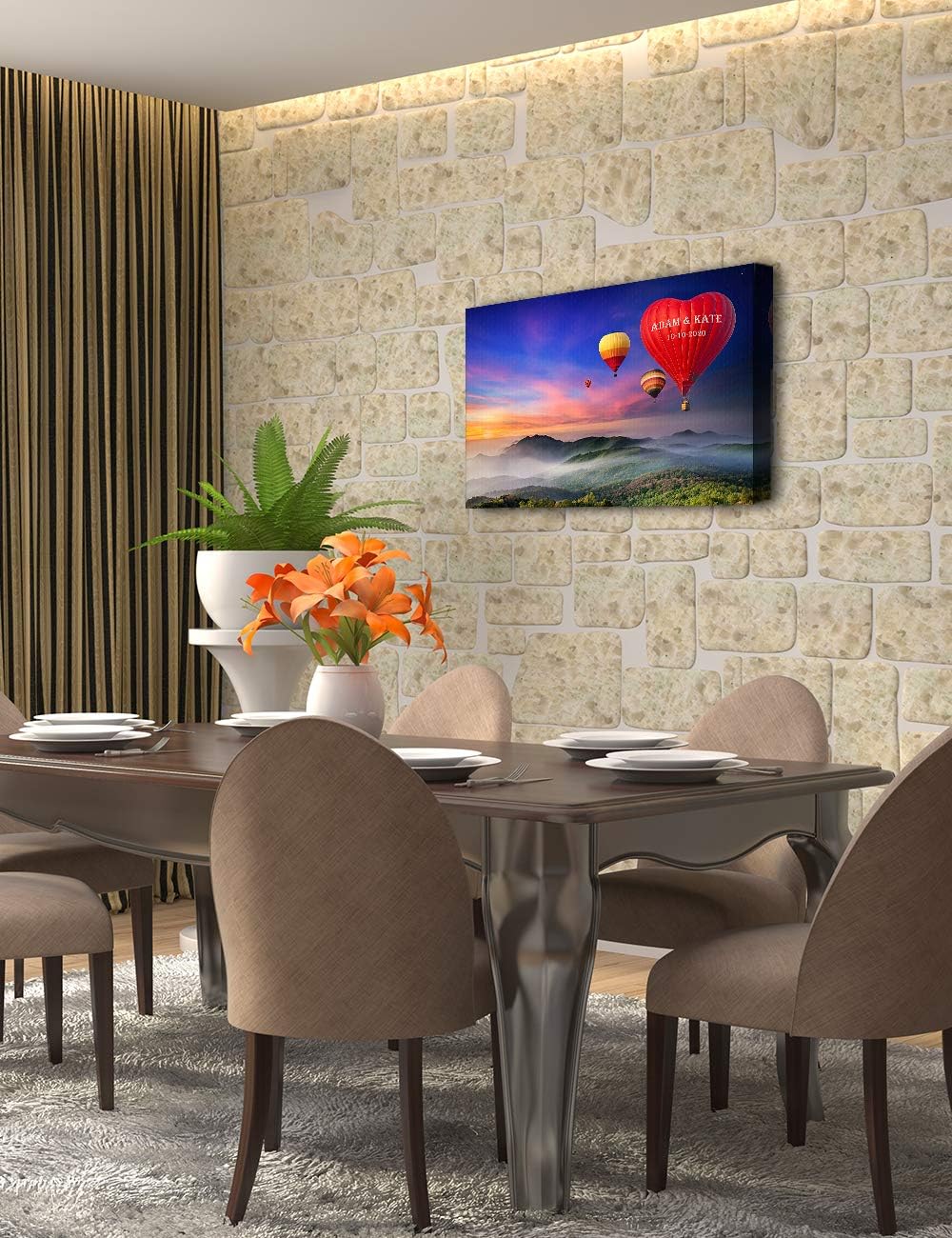 IPIC - Romance on High Personalized Wall Art with Names, Customized Gift for Couple, Customized Canvas for Wedding Anniversary. 24x16