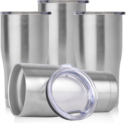 DOMICARE 20oz Tumbler with Lid Stainless Steel Tumblers Bulk, Double Wall Vacuum Insulated Coffee Travel Mug, 4 Pack Stainless Steel