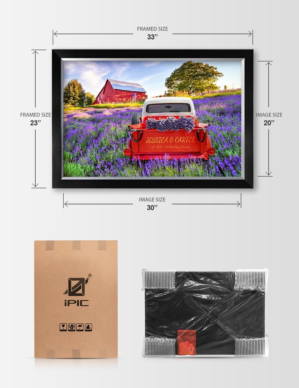 IPIC - Timeless Love Through the Seasons, Spring Personalized Framed Wall Art with Names, Custom Anniversary or Wedding Gift for Couples, Romantic Home Decor for Bedroom or Living Room