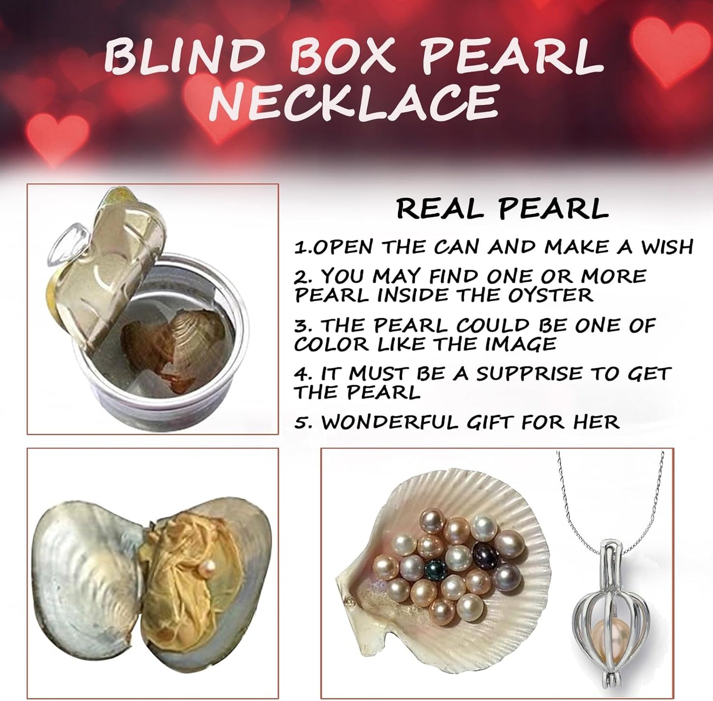 Mothers' Day Gift For Mom Grandma Red Rose Flower Teddy Bear Blind Box Pearl Necklace For Valentine’s day Birthday Holiday Gifts For Her, Wife Girlfriend Women Gift Wedding Anniversary Home Decor