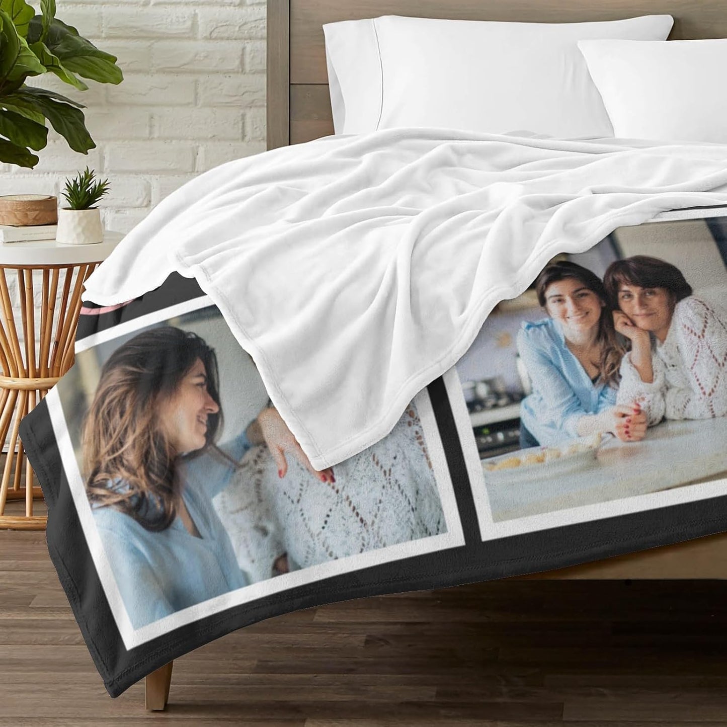 Custom Mom Blanket with 5 Photos Personalized Blanket with Pictures Customized Throw Gifts for Mom Grandma Photo Throw Blanket for Birthday Mother's Day, 15 Colors Available