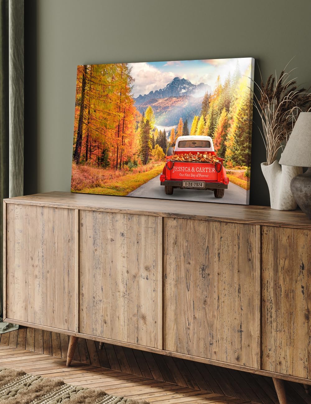 IPIC - Timeless Love Through the Seasons, Autumn, Personalized Canvas Wall Art with Names, Custom Gift for Couples, Romantic Anniversary or Wedding Present for Bedroom or Living Room Decor