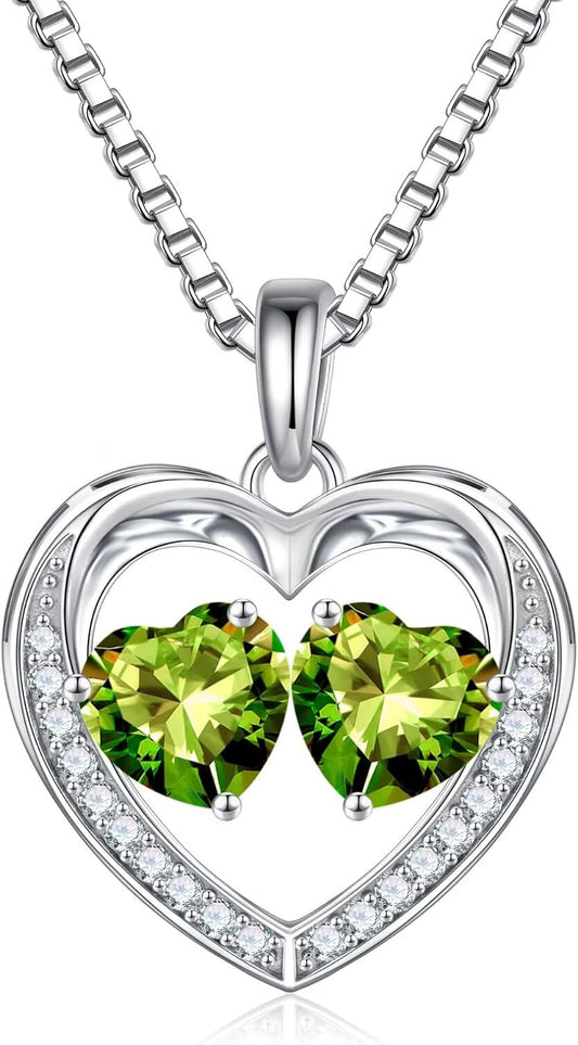 Iefil Birthstone Jewelry for Women - 925 Sterling Silver Birthstone Necklace, Anniversary Birthday Gifts for Women, Jewelry Gifts for Her Wife Mom Daughter