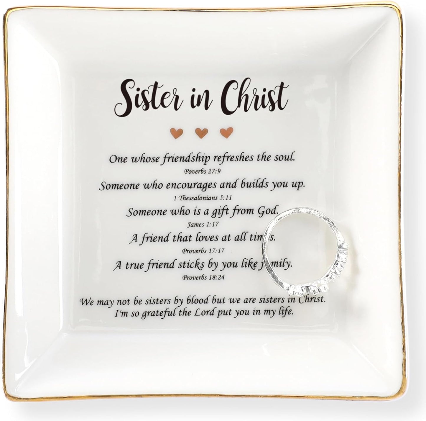 HOME SMILE Ceramic Ring Dish Jewelry Tray for Mom Sister Friends