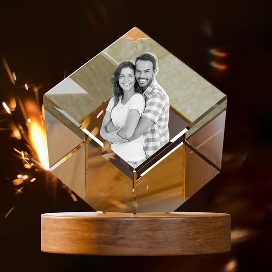 3D Crystal Photo, Customized Gifts for Women Men Wife Husband Mom Father, Personalized Gifts with 3D Laser Etched, Engraved Inside the Crystal Using Your Photo Customized Memorial-Diamond