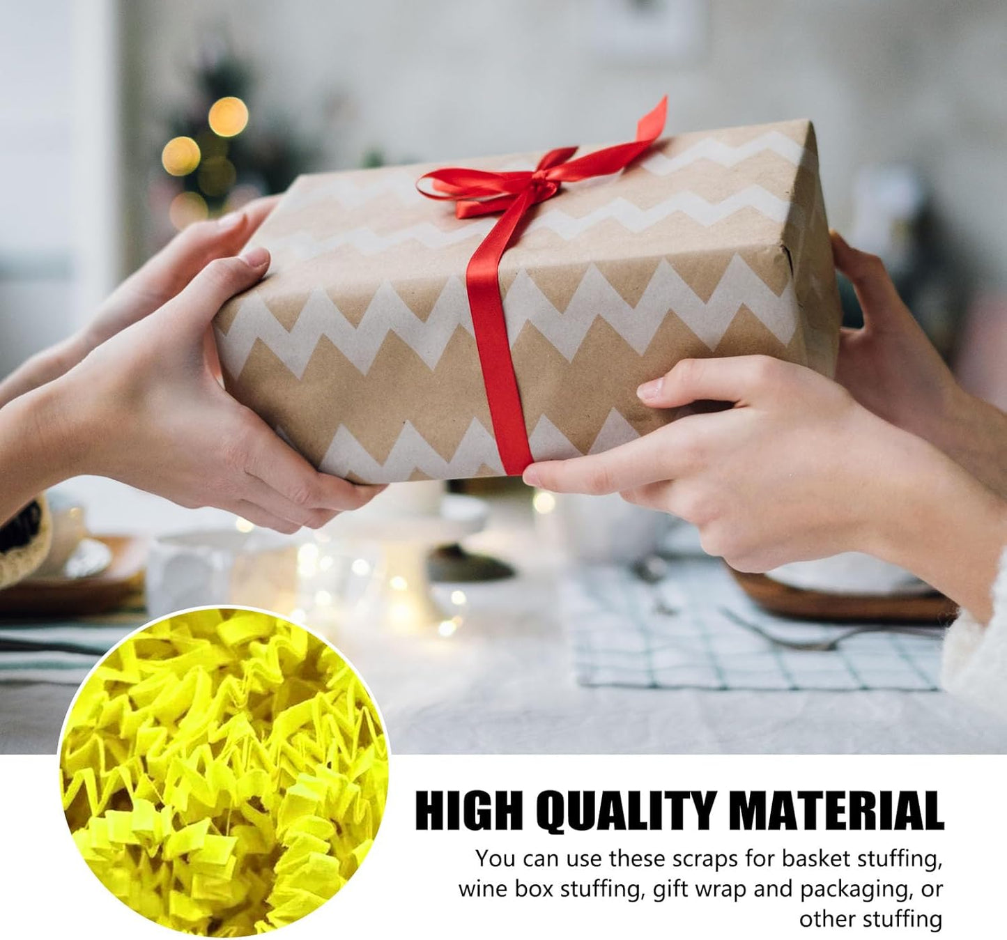 2 LB Fluorescent Yellow Crinkle Cut Paper Shred Filler Great for Gift Wrapping, Basket Filling, Birthday, Wedding, Halloween, Thanksgiving, Christmas Day, New Year Party Decorations Filling Supplies