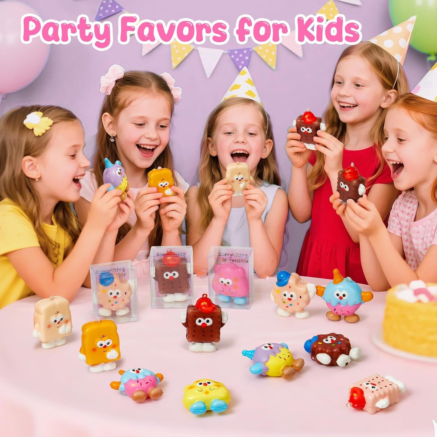 Winrayk Biscuit Squishy Toys Party Favors for Kids, 24Pcs Mochi Squishy Fidget Toys Bulk, Kawaii Stress Relief Birthday Goodie Bag Stuffer Boy Girls Pinata Filler Classroom Prize Easter Basket Stuffer