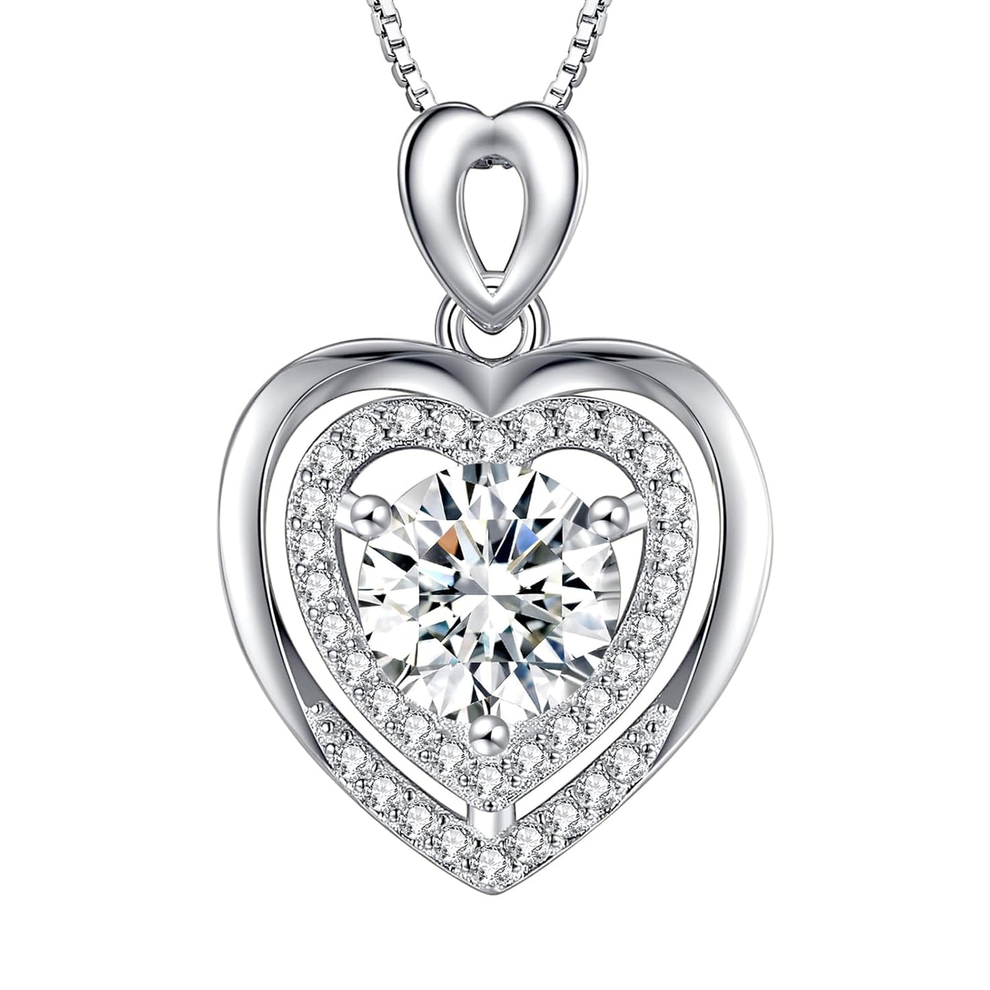 Moissanite Necklace for Women, 2Ct Sterling Silver Heart Pendant Necklace Gifts for Wife, 18K Gold Plated S925 Sterling Silver, Anniversary Jewelry Present for Wife, Birthday Gifts for Girlfriend, Mom
