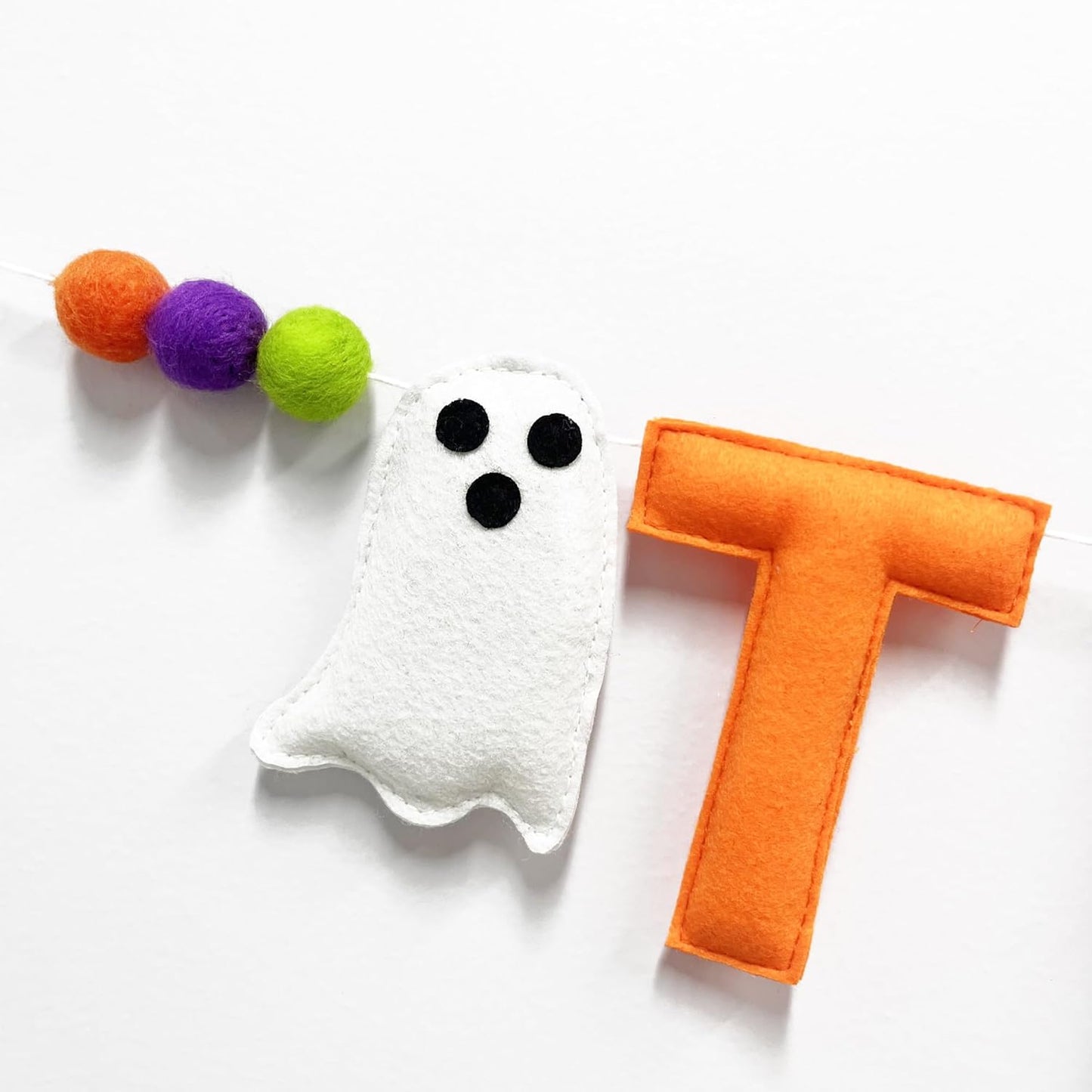 Halloween Decorations Pre-Strung Felt Trick or Treat Sign Ghost Candy Corn Banner Wool Felt Ball Garland for Halloween Ghost Home Nursery Wall Decor Birthday Baby Shower Party Decorations Supplies