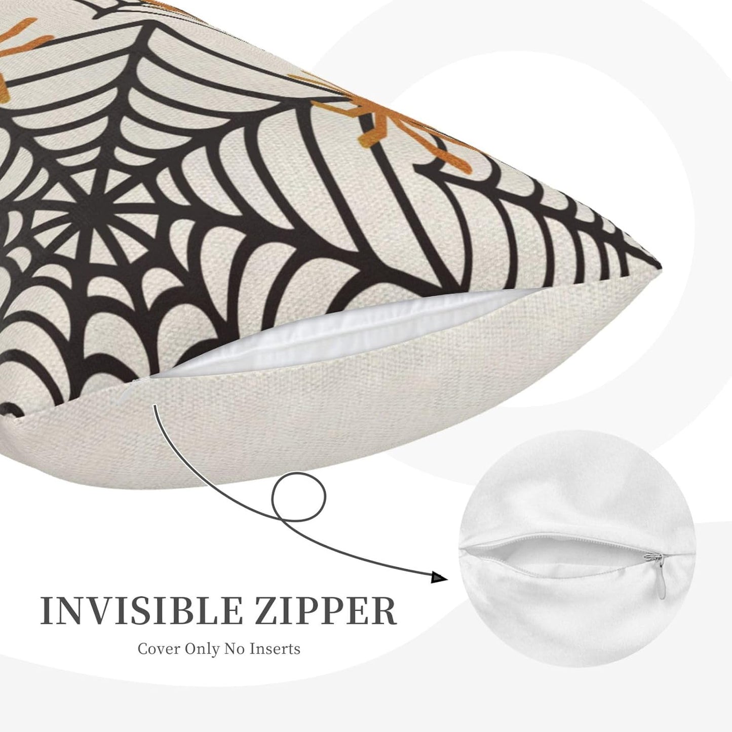Black Spider Web Pillow Covers 12x20 inches Set of 2 Halloween Decorative Throw Pillow Covers Halloween Decor Spider Farmhouse Linen Cushion Case for Home Sofa Couch Outdoor Decoration