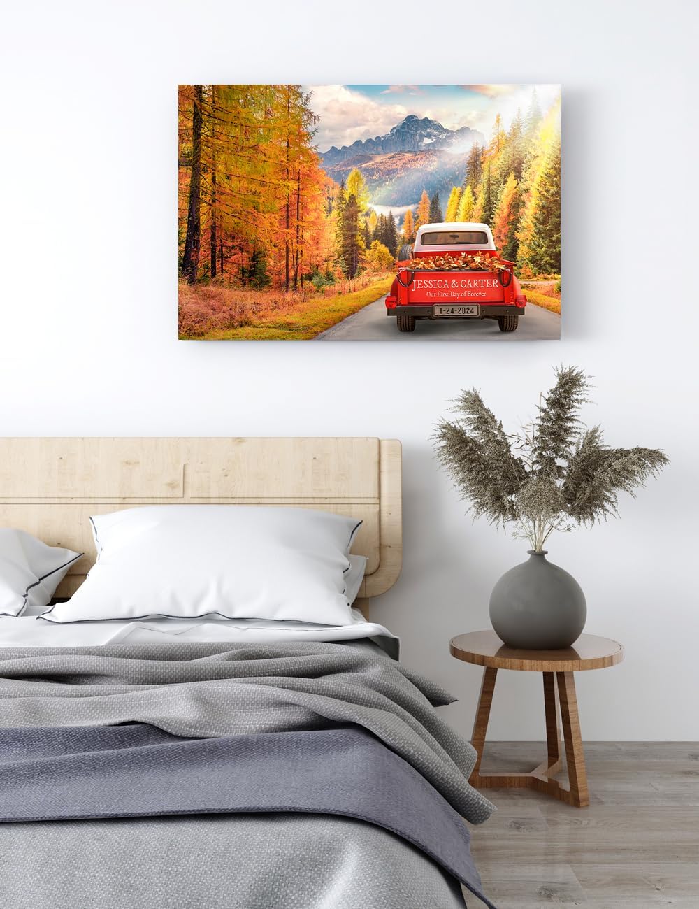 IPIC - Timeless Love Through the Seasons, Autumn, Personalized Canvas Wall Art with Names, Custom Gift for Couples, Romantic Anniversary or Wedding Present for Bedroom or Living Room Decor