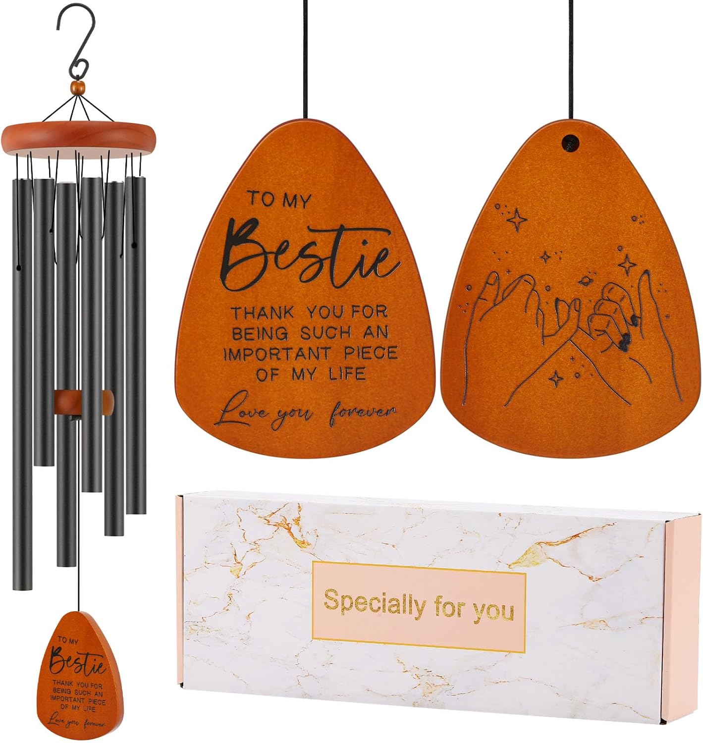 Bestie Gift for Women, Friend Gifts for Women, Unique Friendship Gifts for Birthday, Mothers Day, Christmas, 32 Inch Wind Chimes Gift for Home Decor