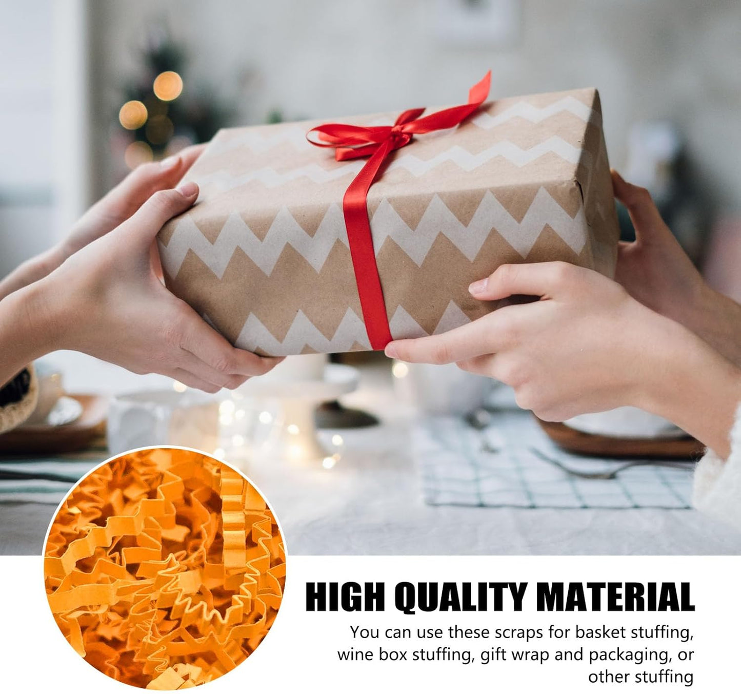 2 LB Fluorescent orange Crinkle Cut Paper Shred Filler Great for Gift Wrapping, Basket Filling, Birthday, Wedding, Halloween, Thanksgiving, Christmas Day, New Year Party Decorations Filling Supplies