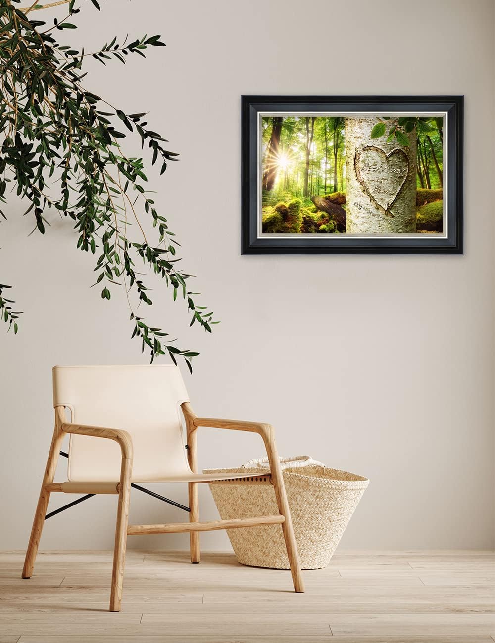 IPIC - Love Evergreen, Personalized Framed Wall Art with Names and Date on, Giclee Prints with Solid Wood Frame, Customized Gift and Memorial Gifts for Wedding Anniversary.
