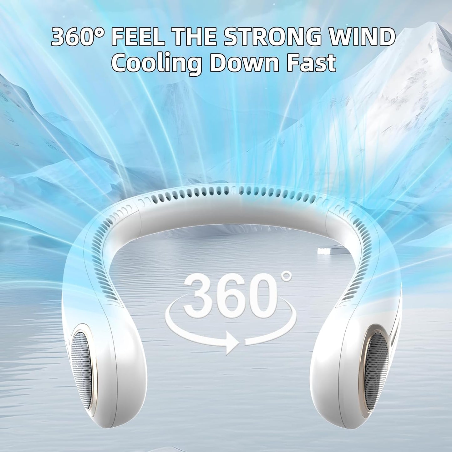 Portable Neck Fan,Gift Ideas,Personal Wearable Bladeless Fan,360° Cooling,LED Display,4-Speeds,6000mAh Rechargeable,Powerful Wind,Outdoor Travel Camping,Birthday Gifts for Men Women Dad Mom (White)