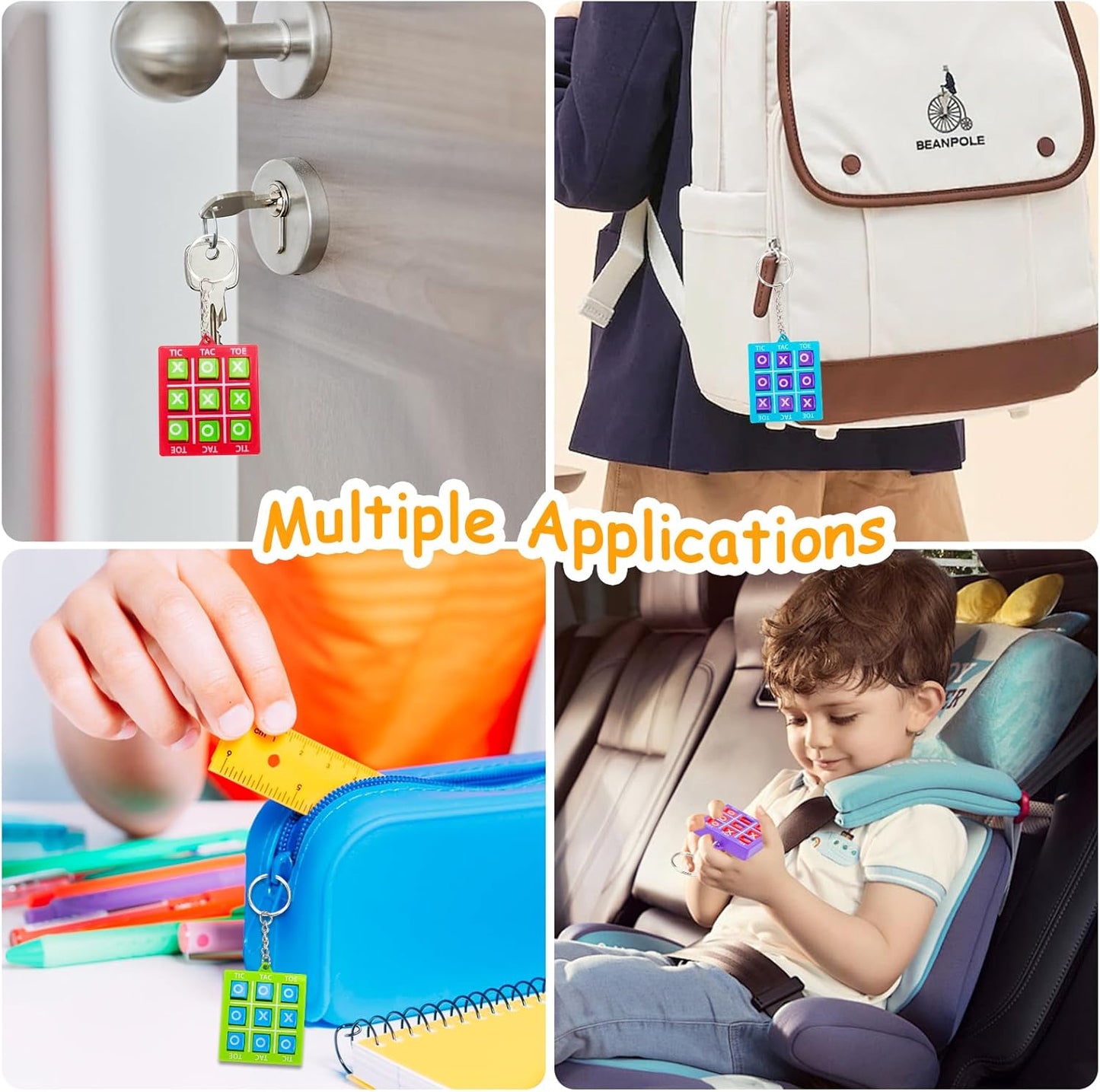32 Pcs Tic Tac Toe Game Keychains Party Favor for Kids 4-8 8-12 Goodie Bags Stuffers Boys Girls Teen Birthday Return Gifts School Classroom Treasure Chest Carnival Prize Box Toys Pinata Fillers Bulk