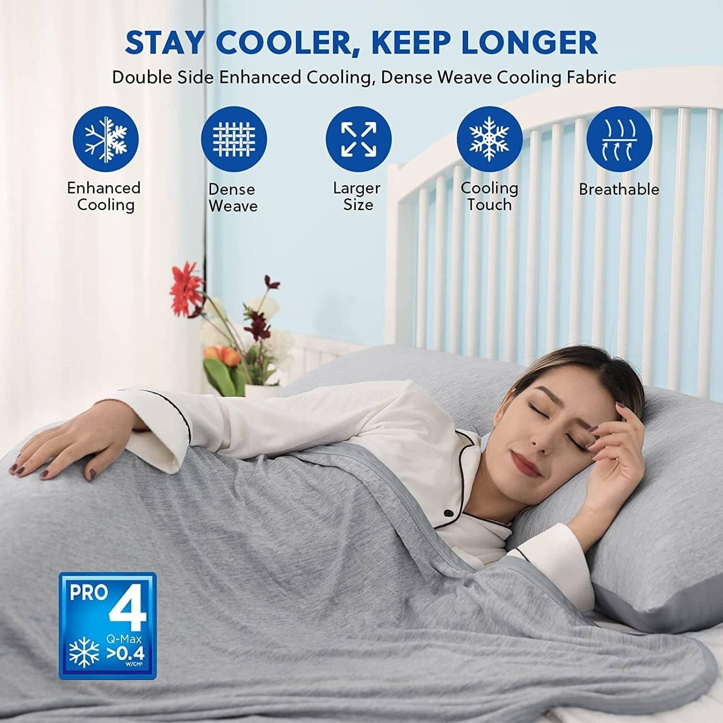 HOMFINE Cooling Blankets for Hot Sleepers - Summer Blanket Thin Lightweight Breathable Soft Double Side Enhanced Cooling for Bed Couch Sofa, Keep Cool for Night Sweats (Grey, 108 x 90 inches)