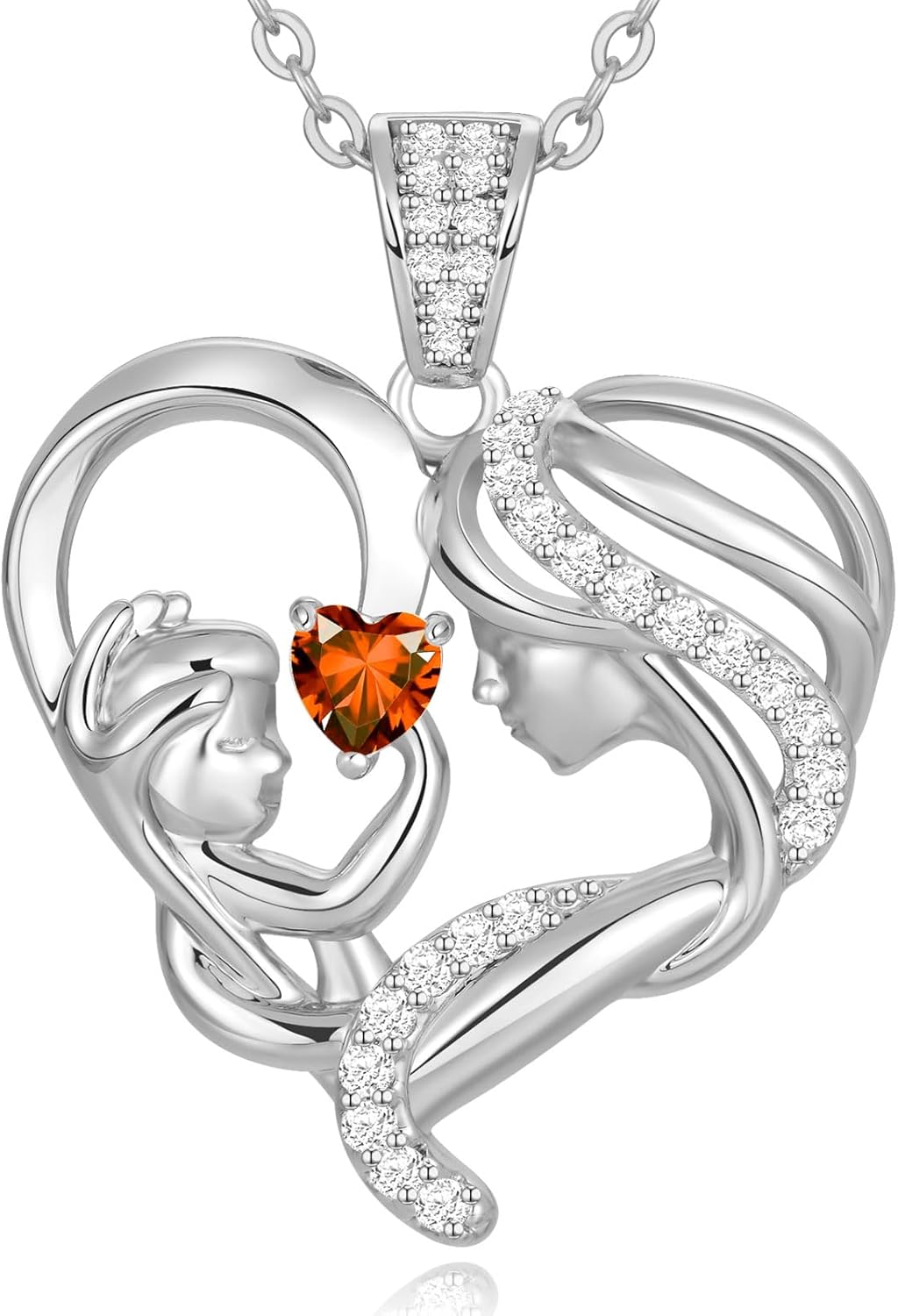 Mothers Day Gifts for Mom Wife Her Grandma, S925 Sterling Silver Birthstone Necklaces Jewelry for Women, Mother's Day Love Heart Pendant Necklace for Anniversary Birthday Christmas Day