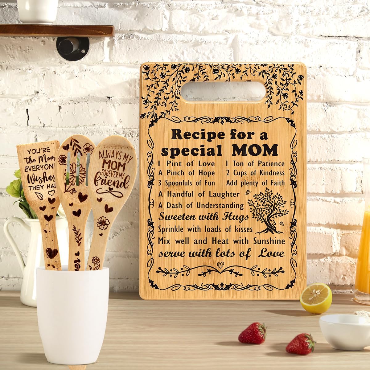 Birthday Gift for Mom Christmas Birthday Gifts from Daughter Son, I Love Mom Best Mom Ever New Single Moms Cool Christmas Mother's Day Gifts from Daughter Cutting Boards Unique Mom Gift