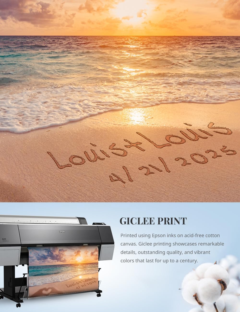 IPIC - "Forever Together Personalized Wall Art, Custom Beach Scene with with Solid Wood Frame, A Personalized Gift with Name and Date for Couple, Wedding, or Anniversary, Ready to Hang