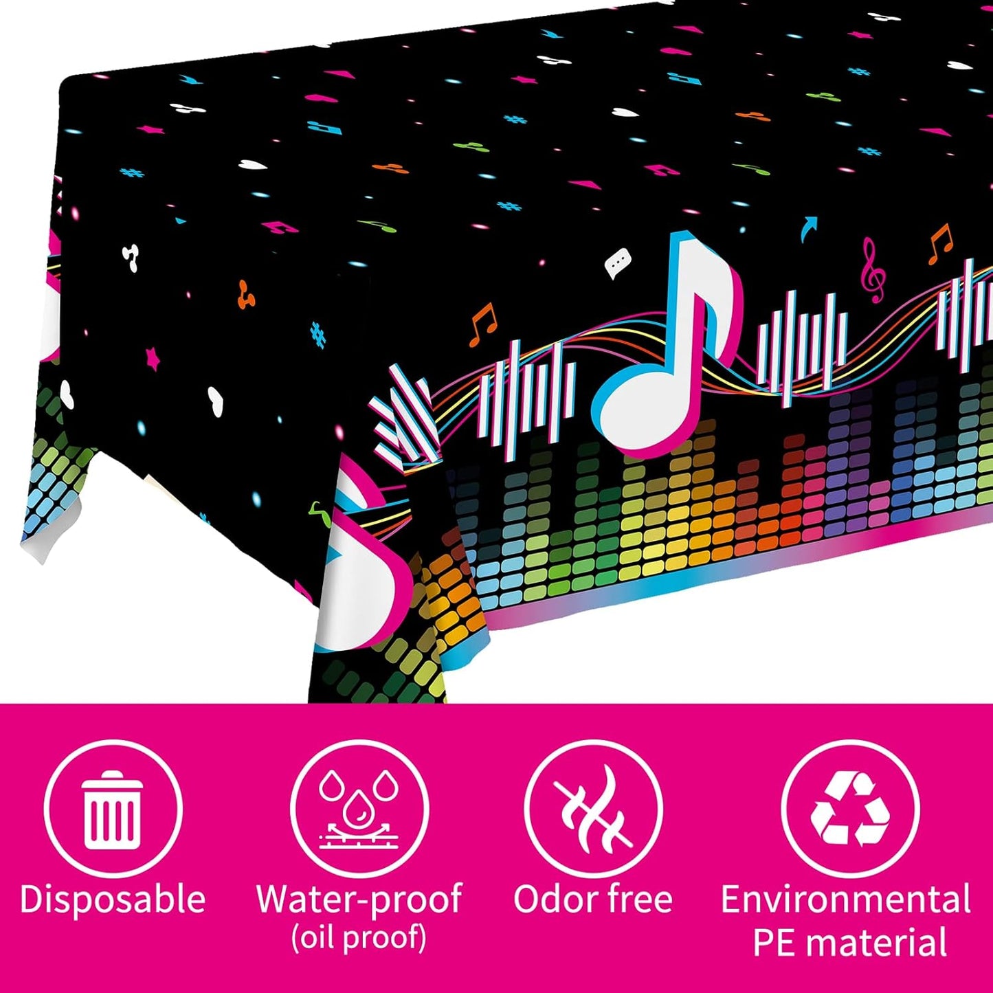 Music Party Supplies Disposable Paper Plates Napkins Cups Tablecloth and Banner for Girls Boys Music Party Birthday Decorations, Serve 25.