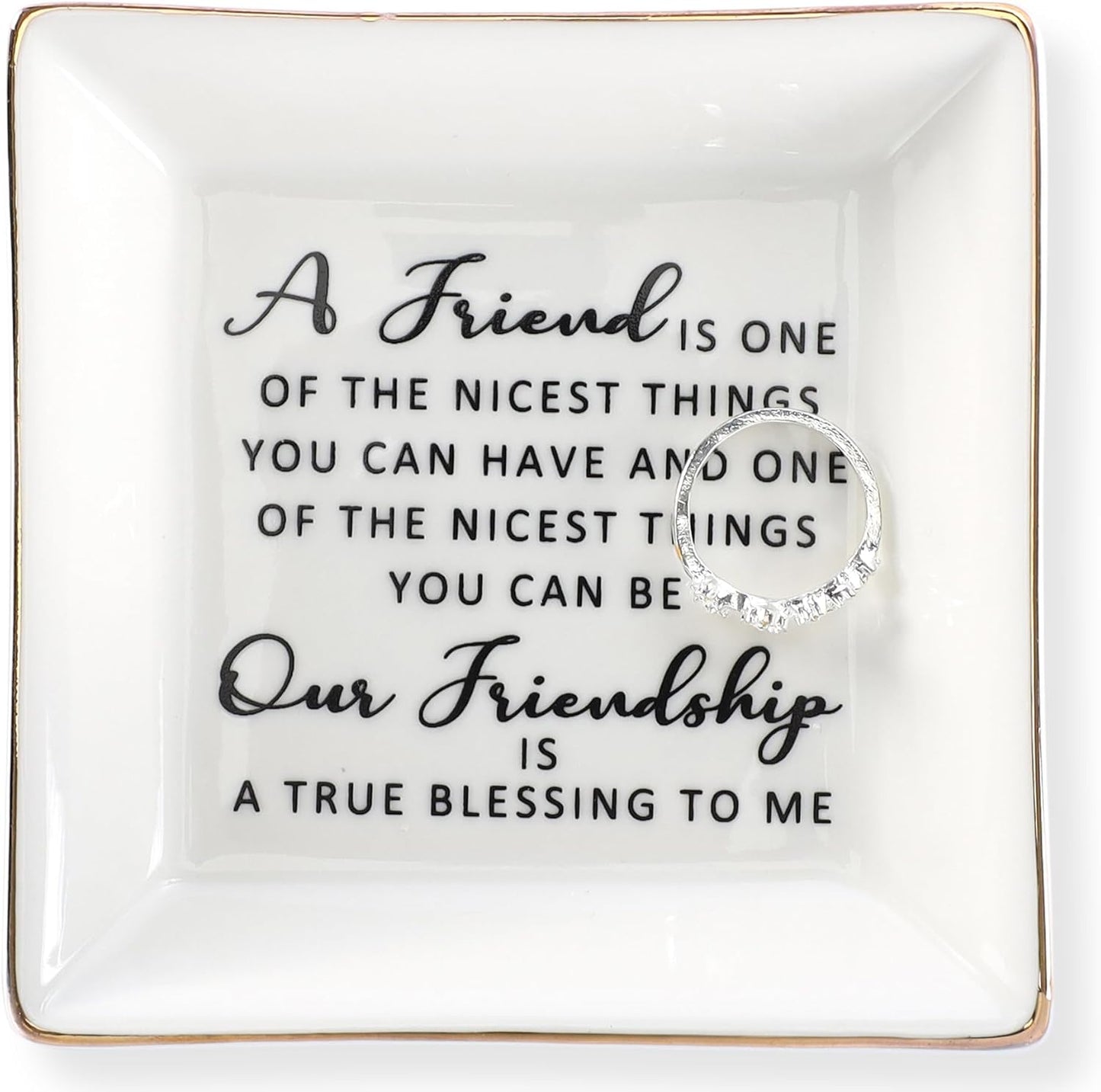 HOME SMILE Ceramic Ring Dish Jewelry Tray for Mom Sister Friends